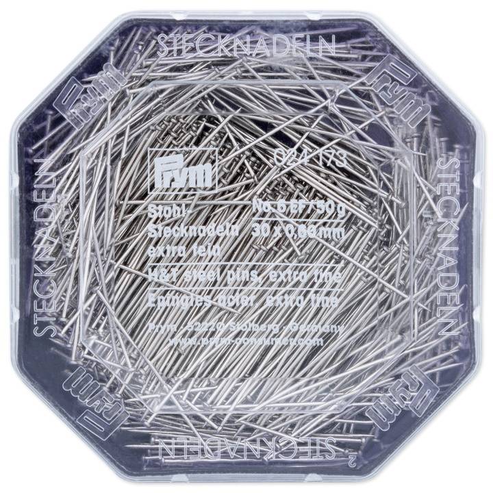 Pins, 0.60 x 30mm, silver-coloured, 50g, plastic box