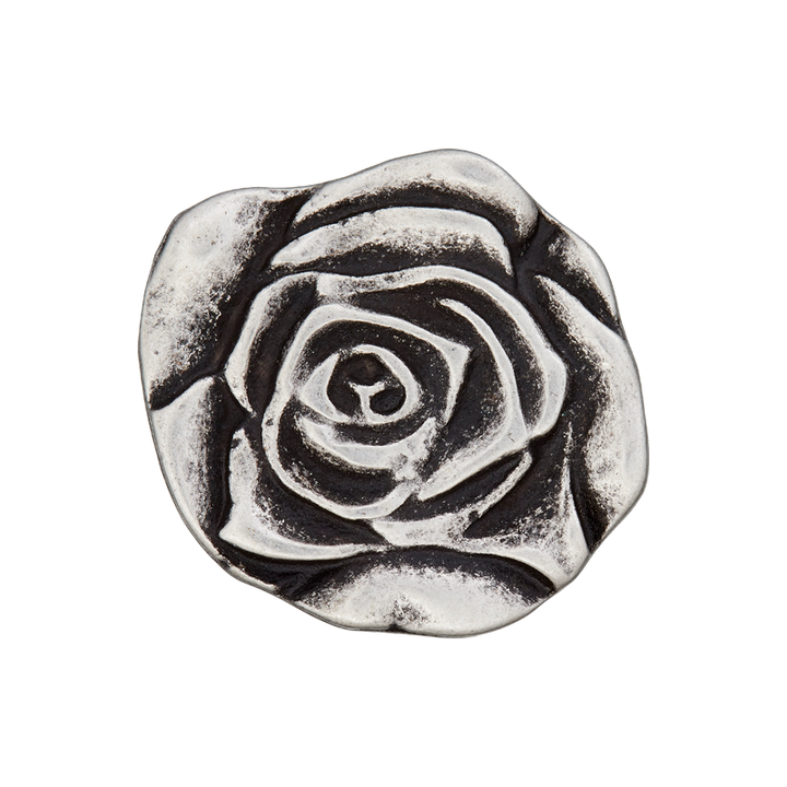 Metallknopf Öse, Rose, 18mm, altsilber