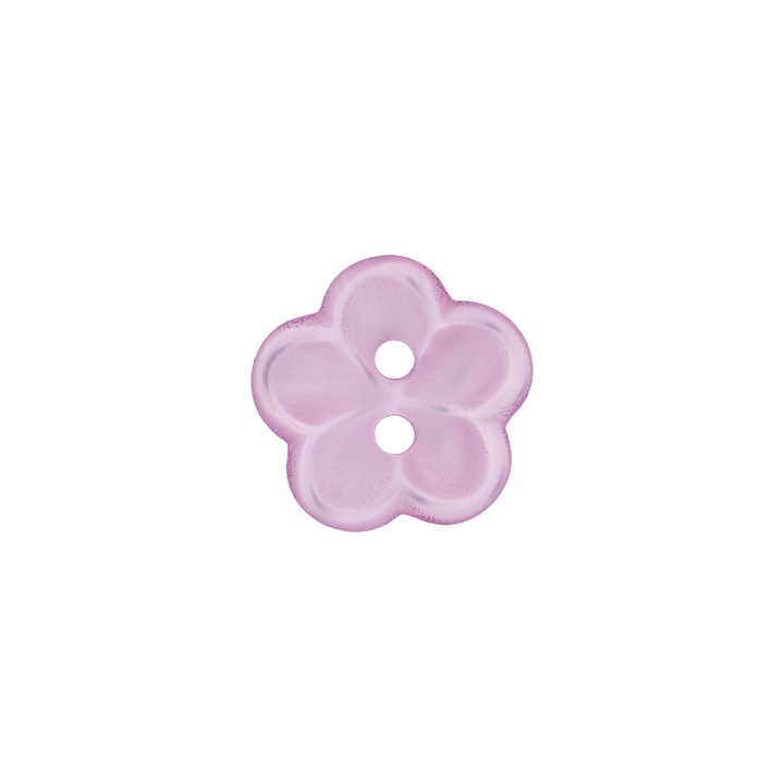 Polyesterknopf 2-Loch, Blume, 12mm, flieder