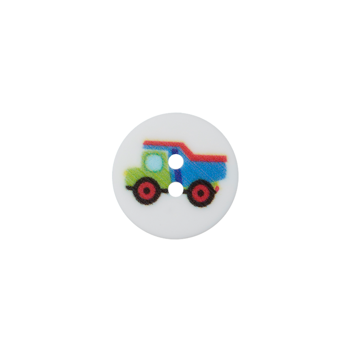 Пуговица «Строительный автомобиль», из полиэстера, с 2 отверстиями, 15 мм, многоцветный цвет