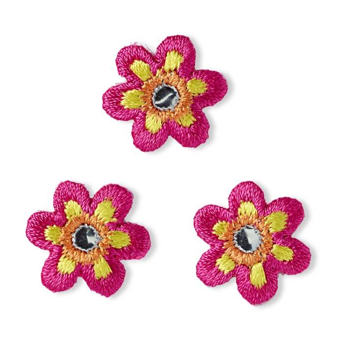 Applique flower small pink with mirror