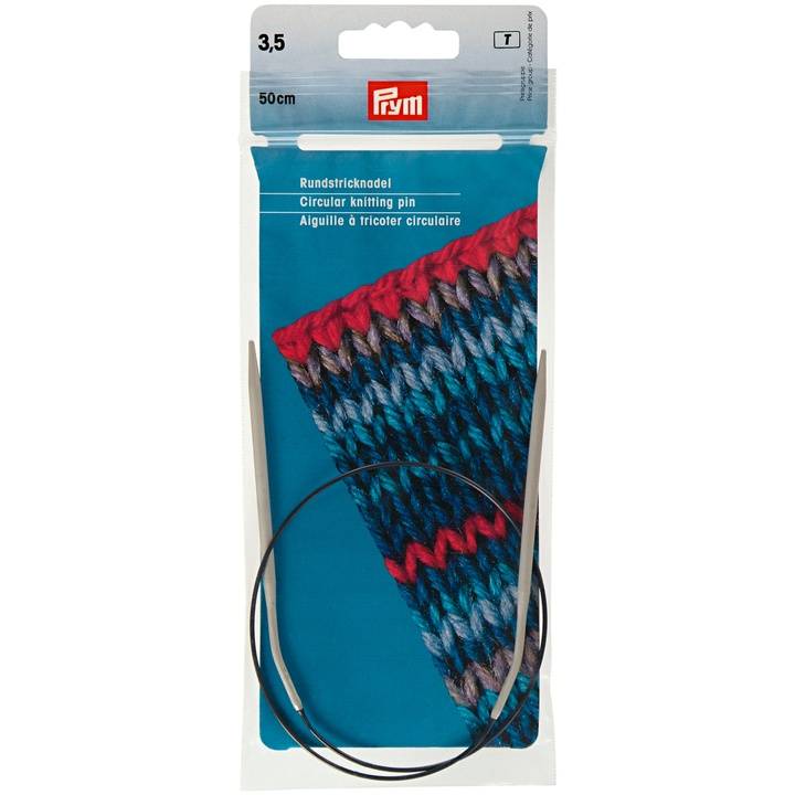 Circular knitting needles, aluminium, 50cm, 3.50mm, grey