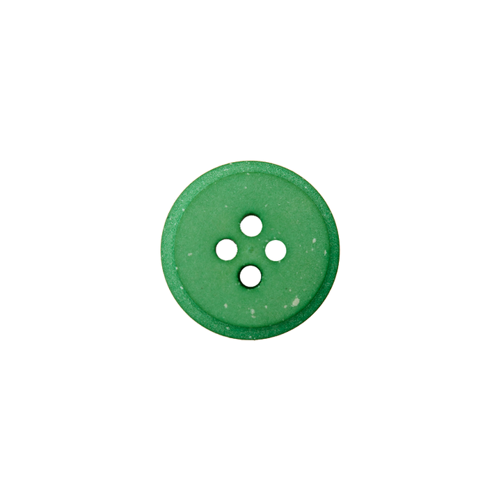 Пуговица из переработанного полиэстера, с 4 отверстиями, 11мм, зеленый, средний цвет