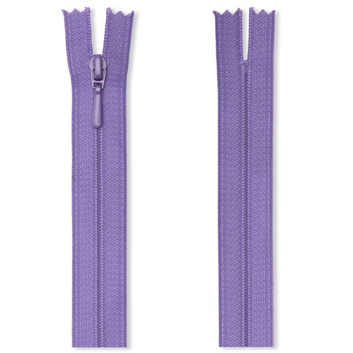 Zip fastener S2 in a film packaging (FLA), closed-end, 25cm, purple