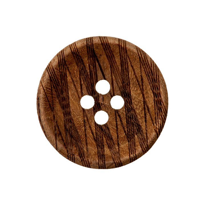 Wood button 4-holes, 20mm, medium brown