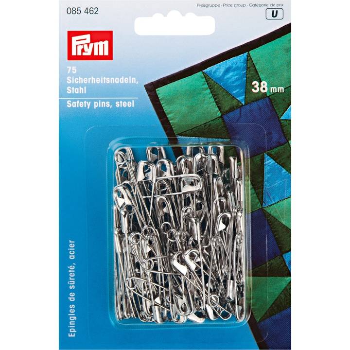 Safety pins, 38mm, silver-coloured, 75 items