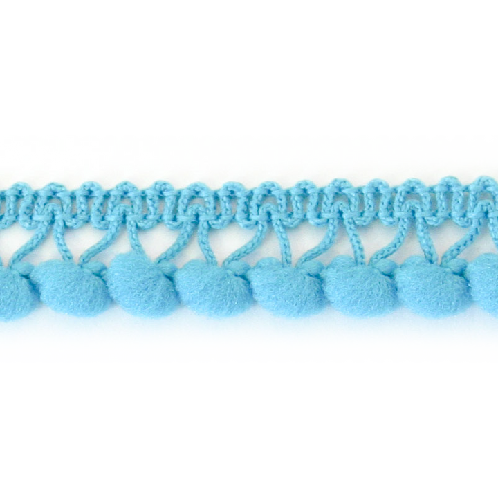 Pompon ribbon, 10mm, light turquoise