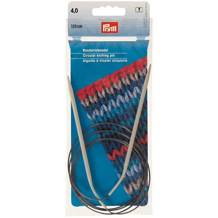 Circular knitting needles, aluminium, 120cm, 4.00mm, grey