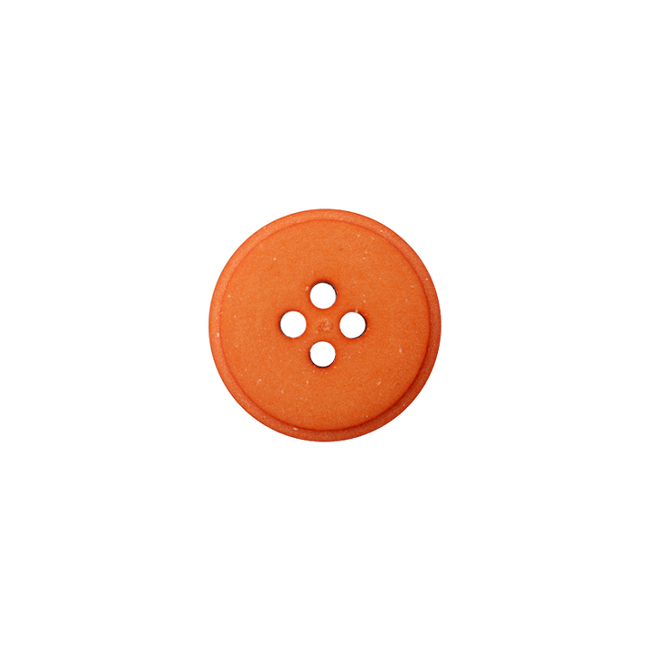 Пуговица из переработанного полиэстера, с 4 отверстиями, 15мм, оранжевый цвет