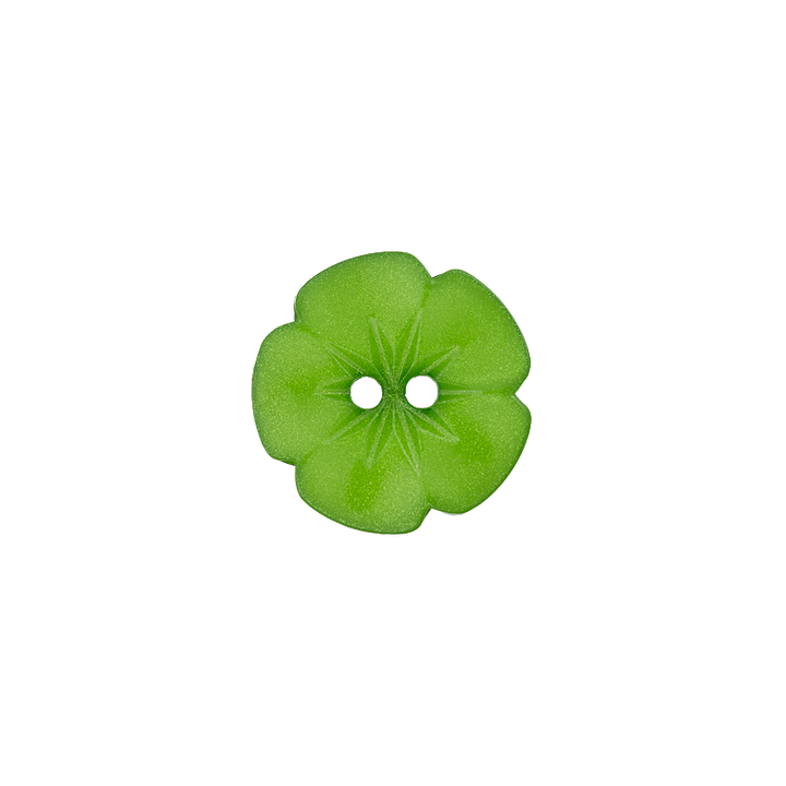 Polyesterknopf 2- Loch Blume 11mm grün