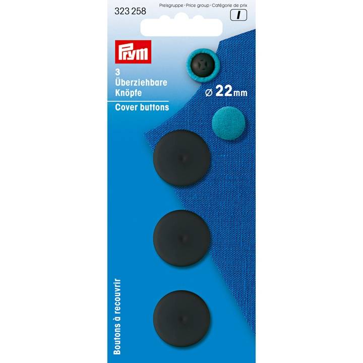 Cover buttons, 22mm, black