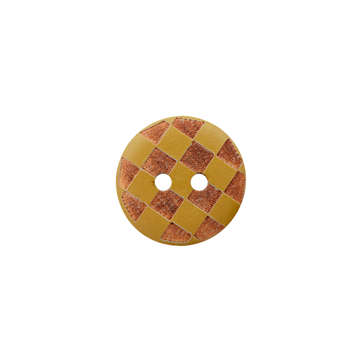 Пуговица деревянная, с 2 отверстиями, «Клеточки», 15 мм, цвет оливковый, светлый