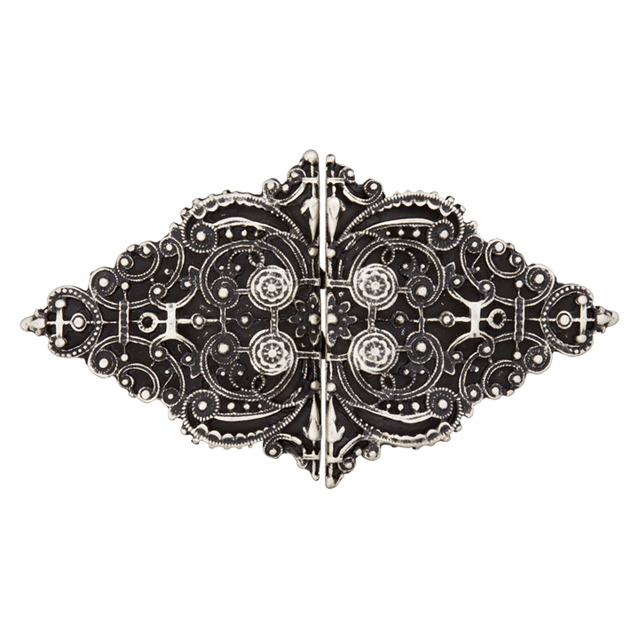 Пряжка-застежка металлическая, 95 мм, цвет состаренного серебра