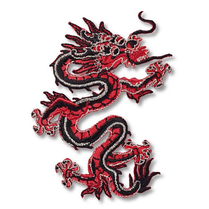Applique Asia, dragon, red/black