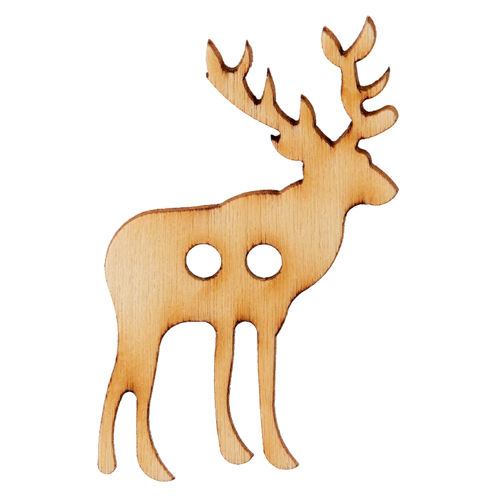 Wood button 2-holes, Deer, 40mm, beige