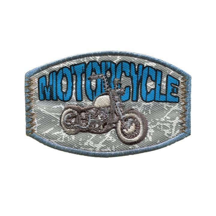 Appliqué label MOTORCYCLE, grey/blue/white