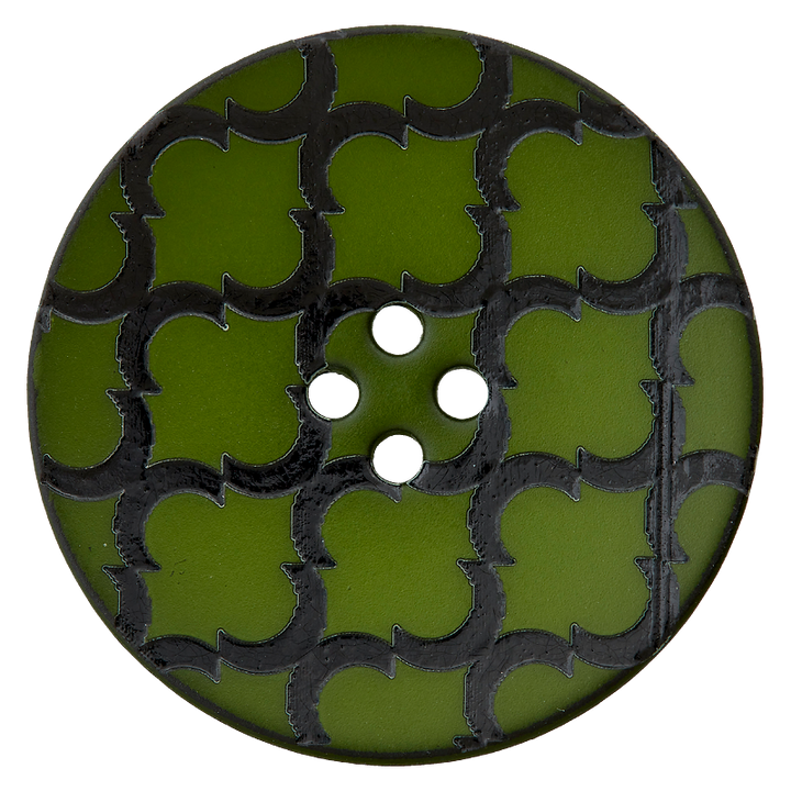 Пуговица из полиэстера, с 4 отверстиями, 28мм, зеленый, темный цвет