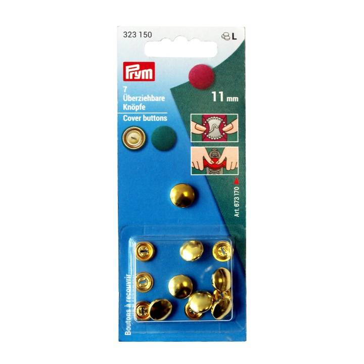 Cover buttons, 11mm, gold-coloured