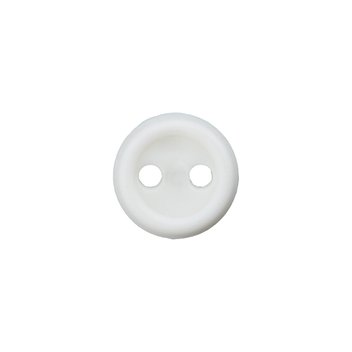 Polyesterpuppenknopf 2-Loch,  6mm, weiß