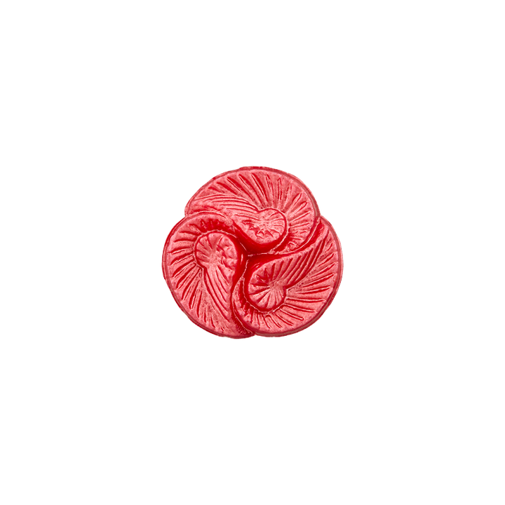 Bouton polyamide pied, Coquilles, 12mm, rouge