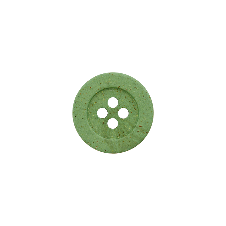 Bouton chanvre/polyester, 4-trous,recyclé,18mm,vert moyen