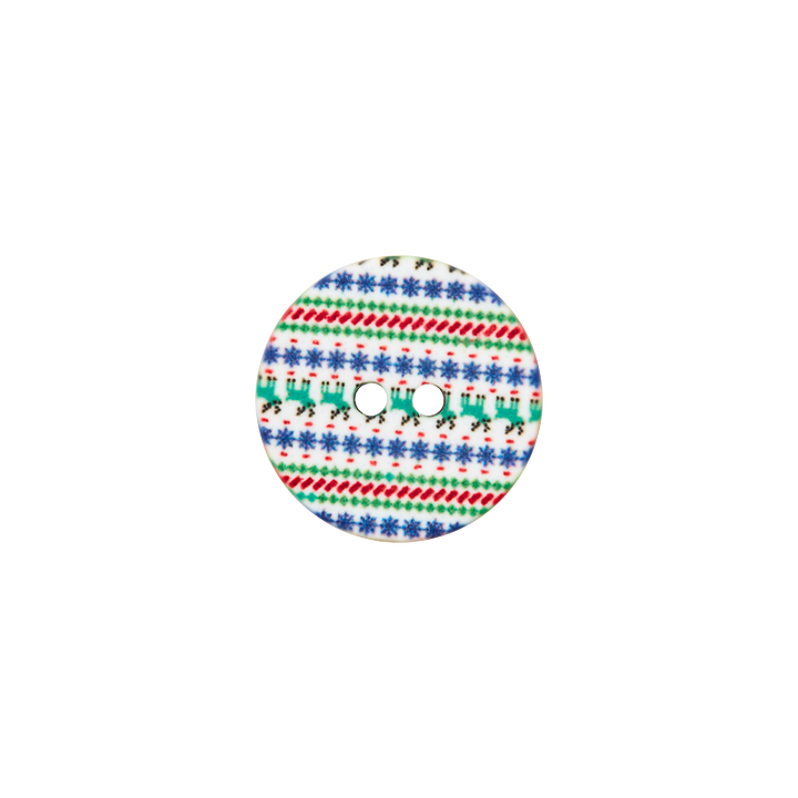 Polyester button 2-holes, Winter, 23mm, multicoloured