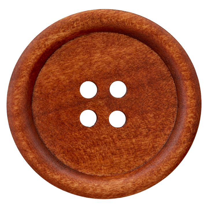 Wood button 4-holes, 30mm, light brown