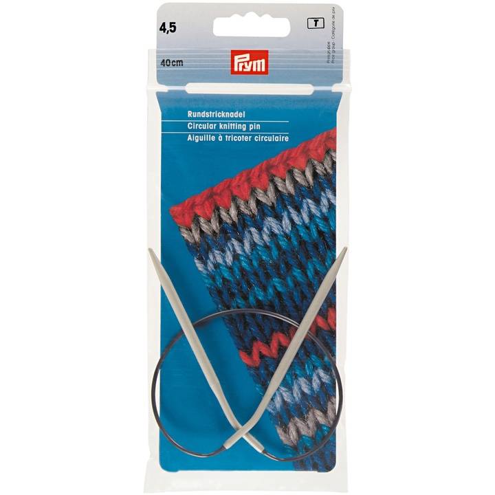 Circular knitting needles, aluminium, 40cm, 4.50mm, grey