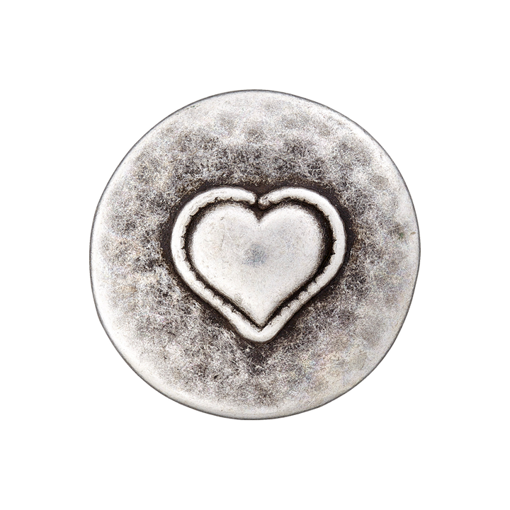 Metal button shank Heart 18mm silver