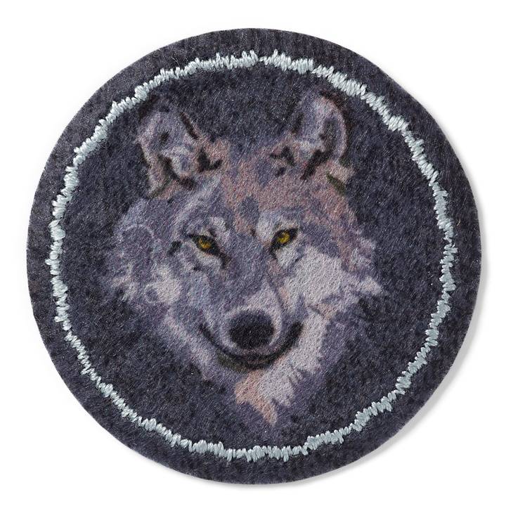 Applique patch, wolf, grey/anthracite fabric