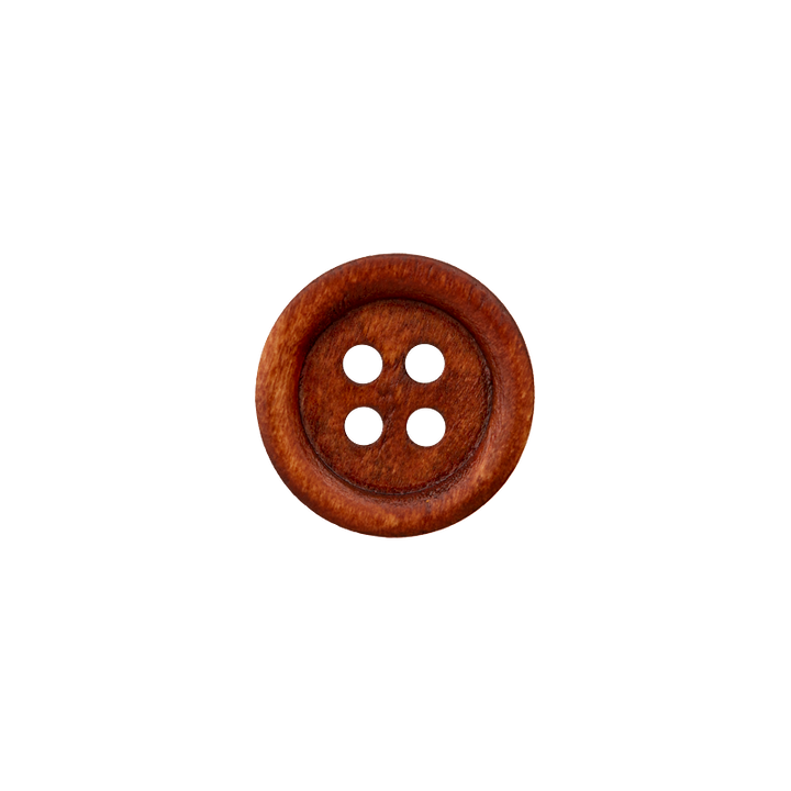 Wood button 4-holes, 12mm, light brown