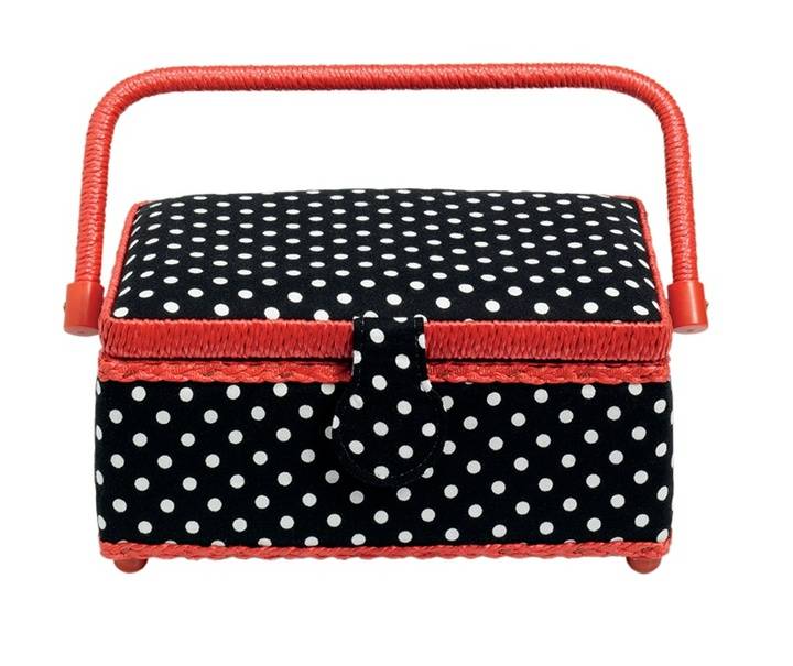 Sewing basket Polka Dots black/white S
