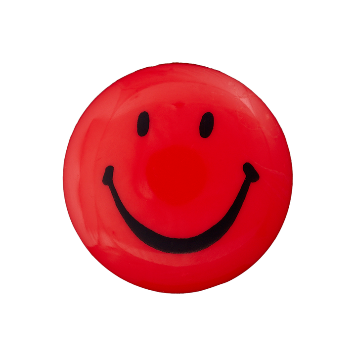 Polyester button Smiley shank 20mm red