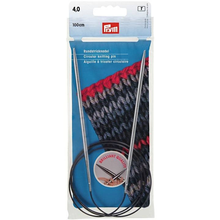 Circular knitting needles, 100cm, 4.00mm, silver-coloured