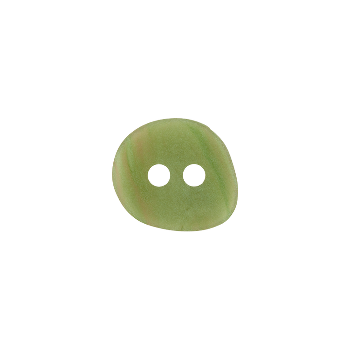Polyester button 2-holes, asymmetric, 12mm, light olive