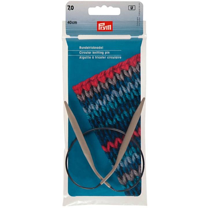Circular knitting needles, aluminium, 40cm, 7.00mm, grey