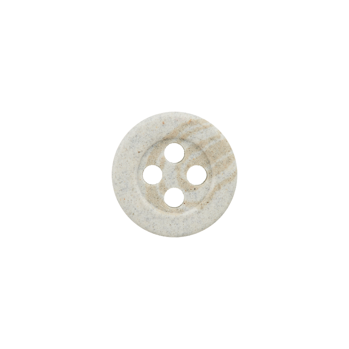 Hemp/polyester button, 4-holes, recycled ,11mm, light grey