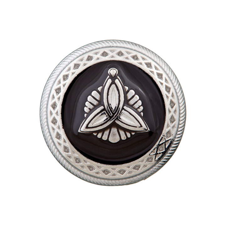 Пуговица металлическая с гербом, на ножке, 19 мм, цвет серебристый/черный