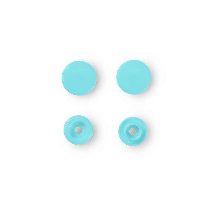 Non-sew press fasteners, Colour Snaps, round, 12.4mm, light turquoise