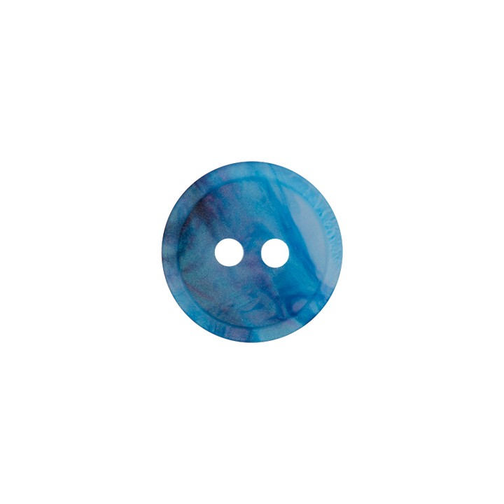 Polyesterknopf 2-Loch, 15mm, blau