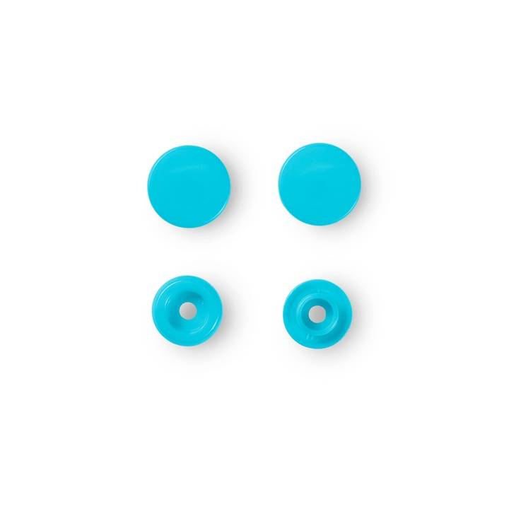 Non-sew press fasteners, Colour Snaps, round, 12.4mm, turquoise