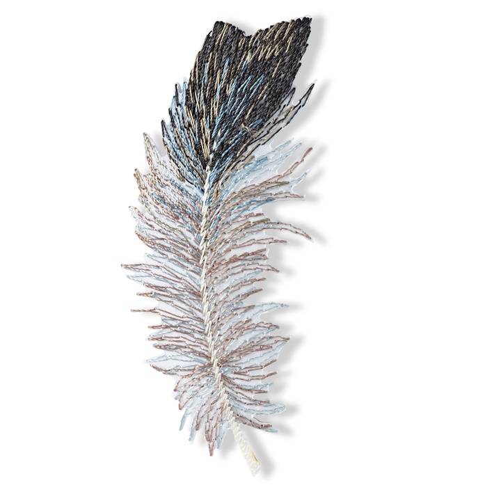 Applique feather, grey/black
