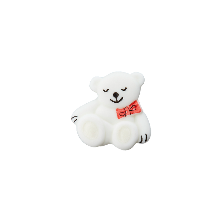 Polyester button Teddy 19mm white