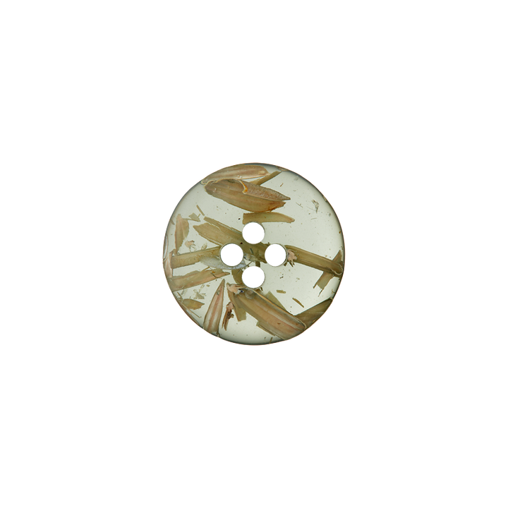 Polyester/rice shell 4-holes button 18mm light olive