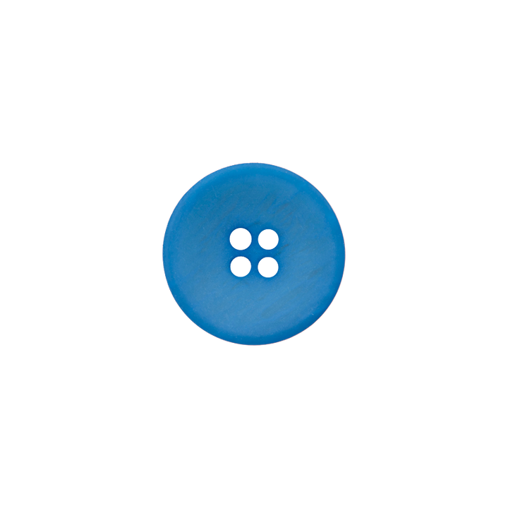 Polyesterknopf 4-Loch, Anzug, 15mm, blau