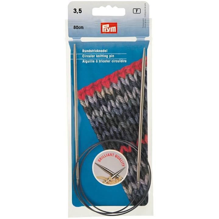 Circular knitting needles, 80cm, 3.50mm, silver-coloured