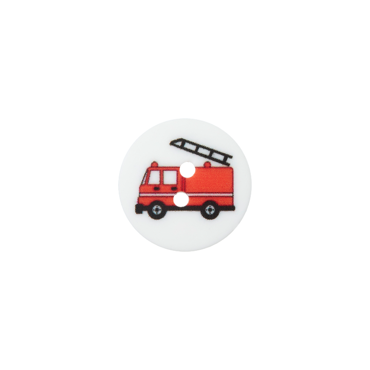 Пуговица «Пожарный автомобиль», из полиэстера, с 2 отверстиями, 18 мм, белый цвет