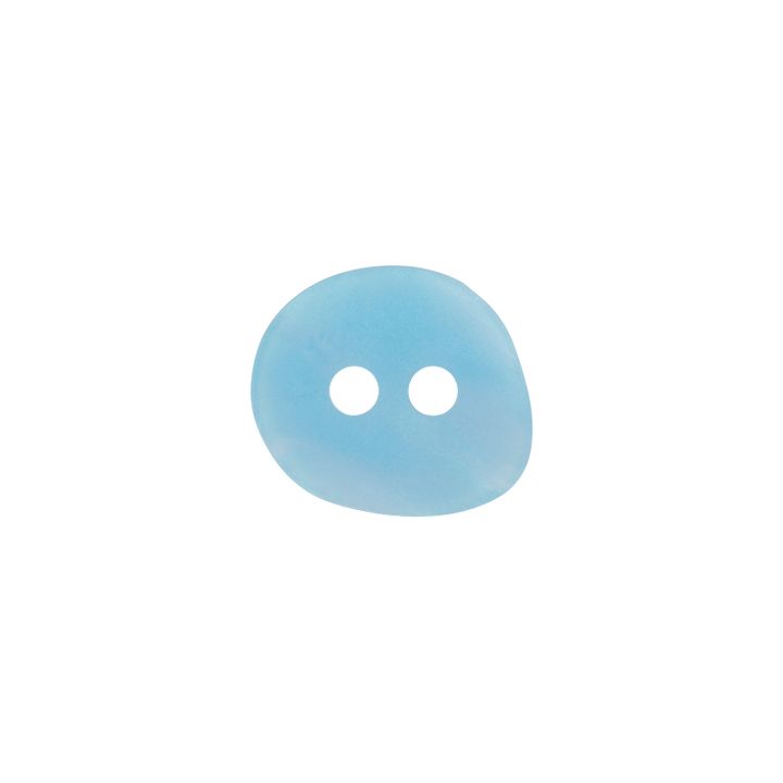 Polyester button 2-holes, asymmetric, 12mm, light blue