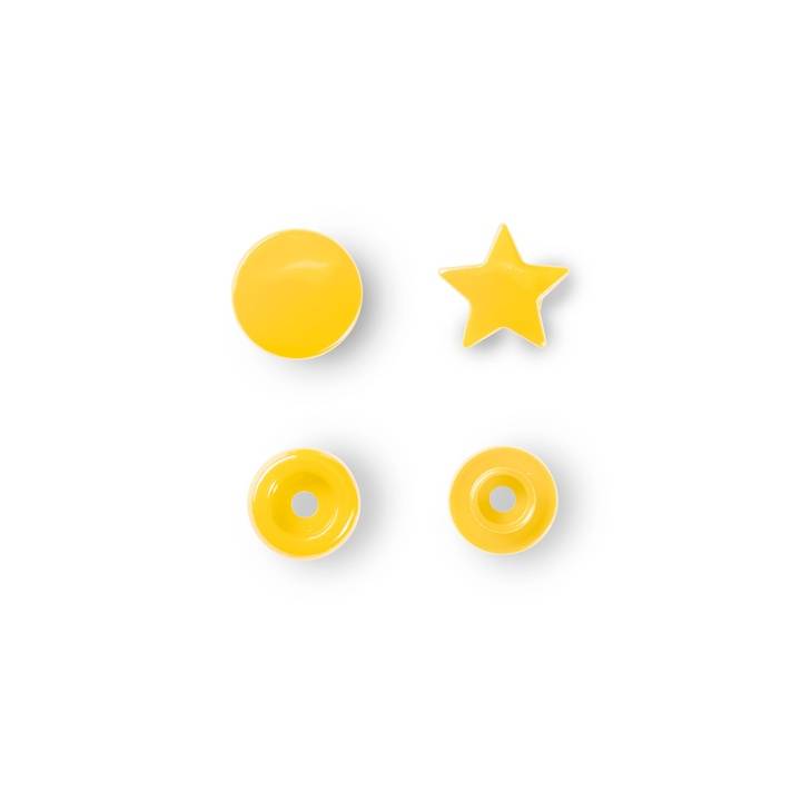 Non-sew press fasteners, Colour Snaps, Star, yellow