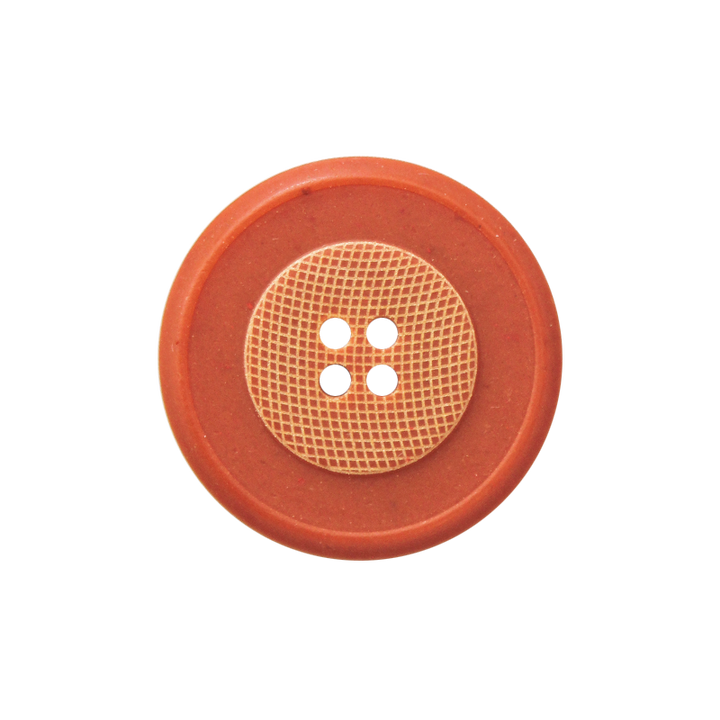 Horn/polyester button 4-holes, recycled, 20mm, rust